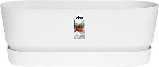 Elho Greenville Trough Long 50 - Plantenbak voor Buiten - 100% Gerecycled Plastic - L49.0 x B19.8 x H17.9 cm - Wit