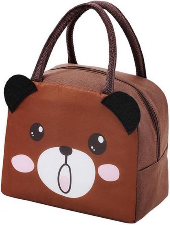 Lunchbag voor Kinderen - Beer - Bruin - Koeltas - Thermo Tas - Lunch Bag - Rits - Jongen - Meisje van Merkloos — afbeelding 2