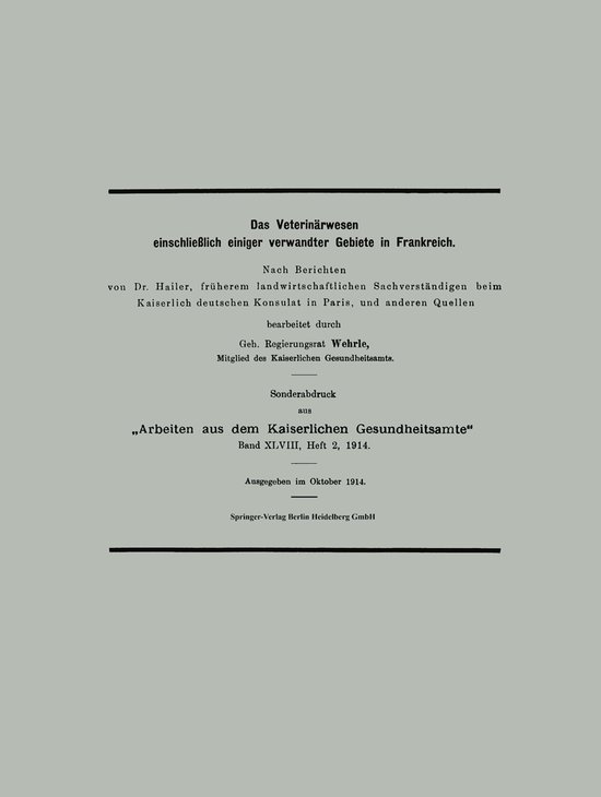 Das Veterinärwesen Einschließlich Einiger Verwandter Gebie ... - cover