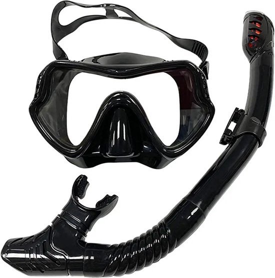 NewWave® - Snorkel Set Masque et tube de plongée - Lunettes de natation et tuba pour Kids - Petit Set de plongée sous-marine professionnel Zwart