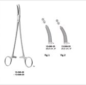 Belux Surgical Instruments / Faure Peritoneum Tang / Gebogen / (1 x 2) Tanden - 21 cm / Zilver / Buikvliesklem- Niet steriel, herbruikbaar en autoclaveerbaar