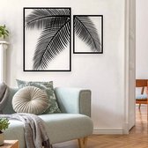 BT Home - 2 stuks Palmboom muurdecoratie - Wanddecoratie - Zwart - Houten art - Muurdecoratie - Line art - Wall art - Wandborden - Bohemian - wandecoratie woonkamer