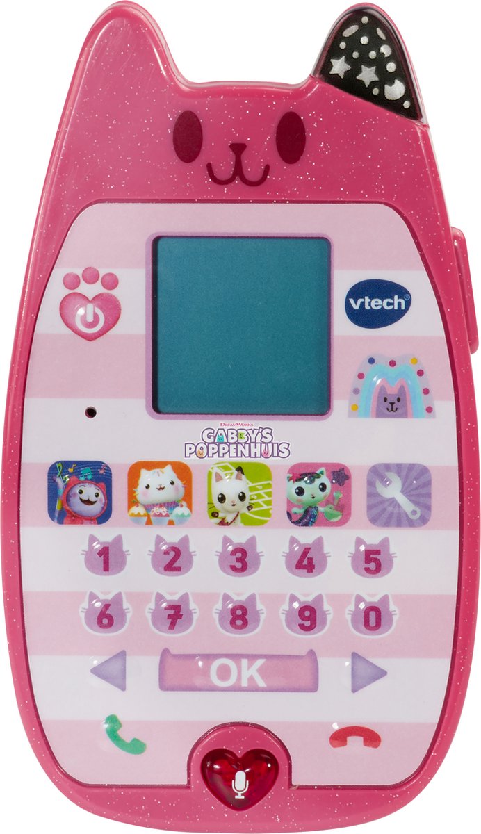 VTech Gabby Smartphone - 4 Kat-Tastische Spelletjes - Bekijk Vrolijke Animaties - Maak Kennis met Muziek Tellen & Vormen - Educatief - Vanaf 3 Jaar