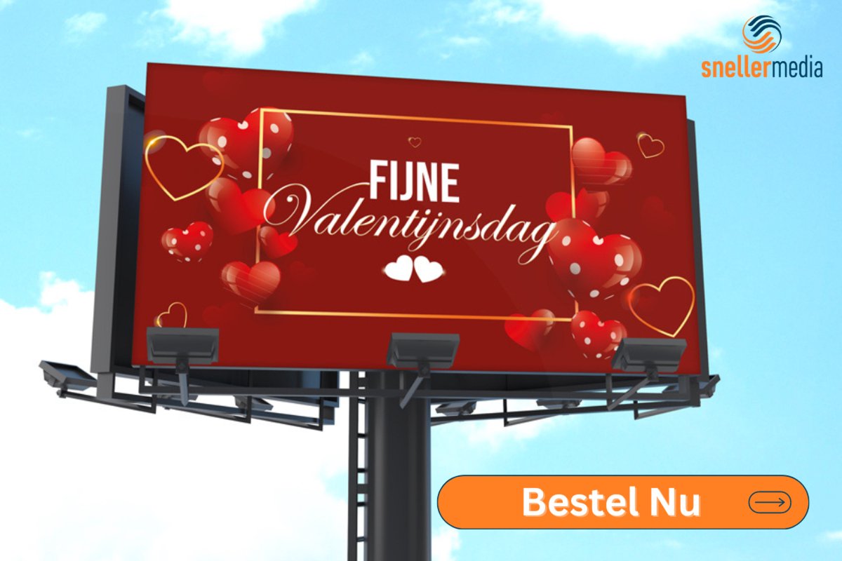 Fijne Valentijnsdag Rode Spandoek 100x200cm