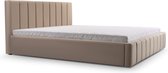 InspireME - Bed 01 - Gestoffeerd bed met Fluweel Beklede Tweepersoonsbed - 140x200 cm - Elegant en Comfortabel - Lichtgrijs (TRINITY 5)