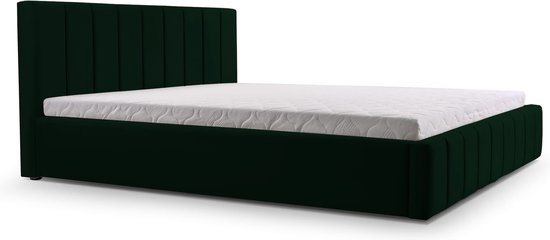 InspireME - Bed 01 - Gestoffeerd bed met Fluweel Beklede Tweepersoonsbed - 160x200 cm - Elegant en Comfortabel - Donkergroen (TRINITY 28)