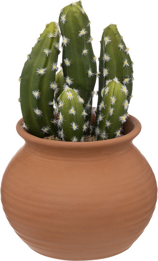 Atmosphera Kunstplant Alicante - Cactus met pot - Ø17x8cm - Groen