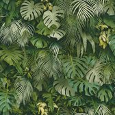 Natuur behang Profhome 372802-GU vliesbehang glad met palmen mat groen 5,33 m2
