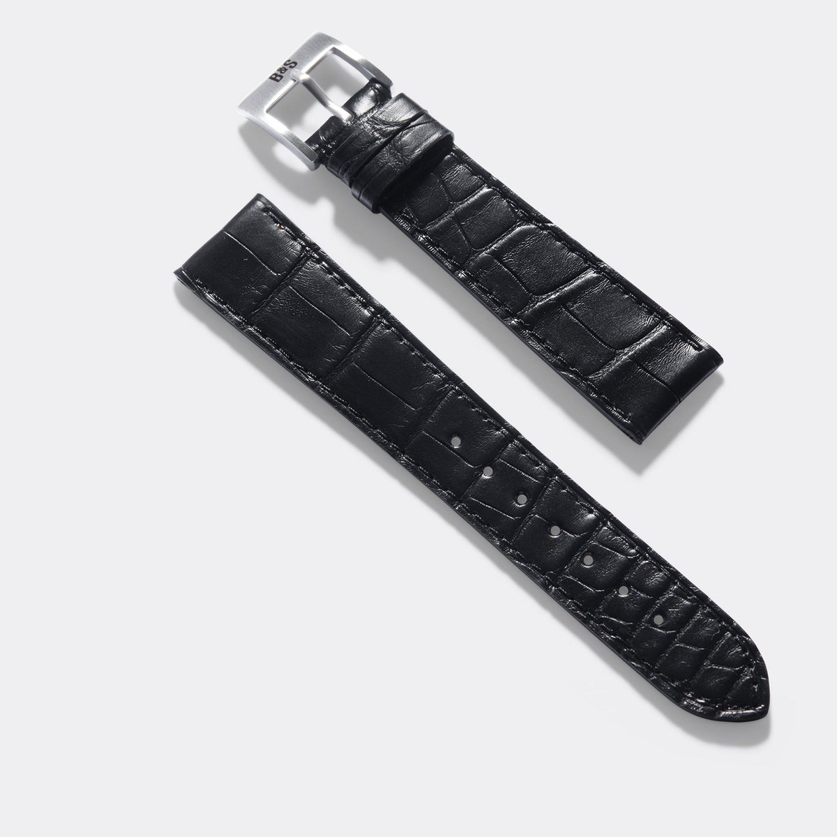 BS Leren Horlogeband Luxury - Premium Alligator Zwart - 20mm
