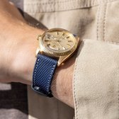 B&S Leren Horlogeband Luxury - Epsom Dark Blue - 20mm