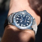 B&S Leren Horlogeband Luxury - Dark Camo Grey Silky Suede - 20mm