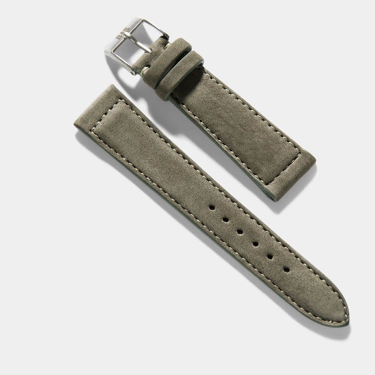 BS Leren Horlogeband Luxury - Olive Grey Nubuck - 20mm