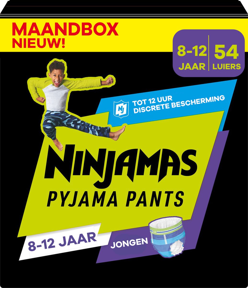 Pampers Ninjamas Nachtluiers - Maat 8 (8-12 jaar) - Jongen - 54 stuks - Ninjamas