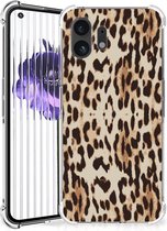 Hippe Hoesje Geschikt voor Nothing Phone (2) Smartphone hoesje met doorzichtige rand Leopard