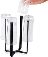 Flessenafdruiprek, flessendroger en afdruiprek, 21,5 x 11,5 cm, flessenhouder voor 4 flessen, opvouwbaar, multifunctionele standaard voor de keuken (zwart)