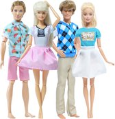 Poppenkleertjes - Geschikt voor Barbie en Ken - Set van 4 outfits - Jurken, broeken, trui, blouse - Cadeauverpakking
