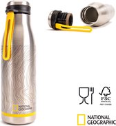 Bouteille isotherme en acier inoxydable National Geographic - Gourde - 500 ml - avec sangle de transport