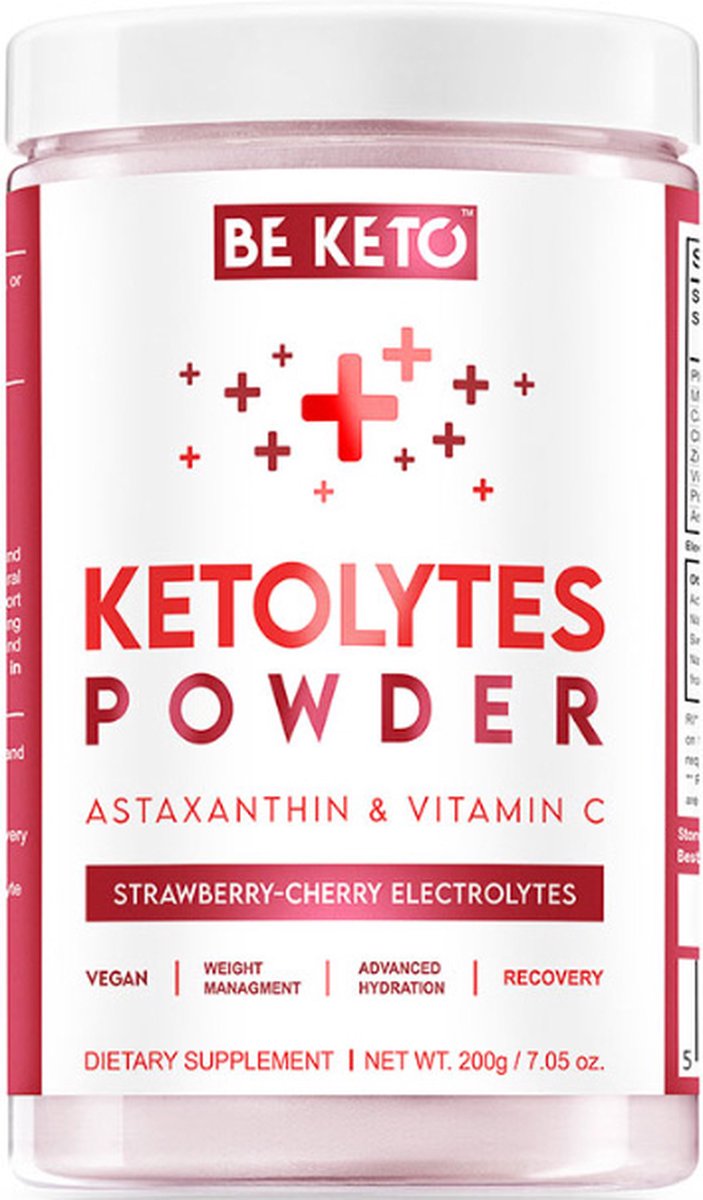 Goedkoopste Be Keto | Keto Electrolytes Powder | Strawberry Cherry 200g | 1 x 200 gram