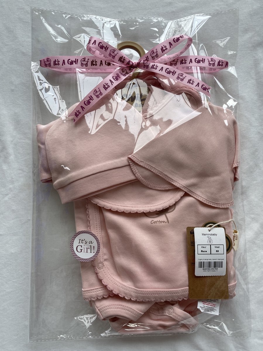 Organic 8-delige baby newborn kledingset meisjes - Handgemaakte babyslofjes cadeau - Newborn set - Babykleding - Babyshower cadeau - Kraamcadeau - Civil