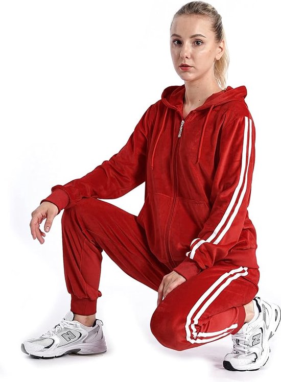 Trendy Style Dames Trainingspak / Trackingsuit / Joggingspak | Huispak | Rood - M