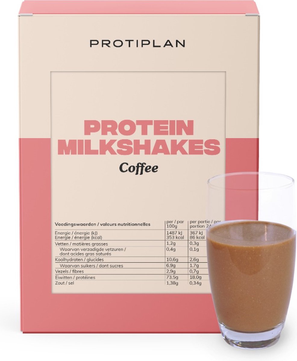 Goedkoopste Protiplan | Milkshake Koffie | 7 x 24,5 gram | Eiwitdieet | Proteïne shake | Past in een koolhydraatarme levensstijl