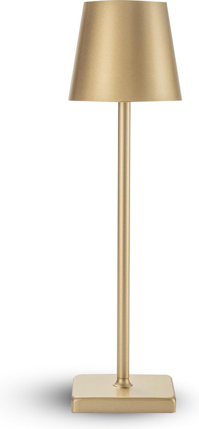 Lumi Tafellamp Oplaadbaar - Draadloos en Dimbaar - Moderne Touch Lamp - Tafellamp Buiten - Bureaulamp Woonkamer - Nachtlamp Slaapkamer - Leeslamp - Schemerlamp - 5200mAh Batterij - IP65 Waterdicht - Industrieel - 38 cm - Goud