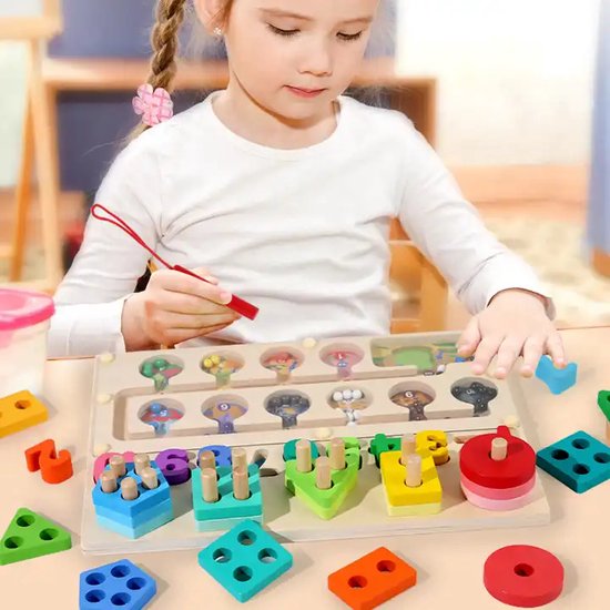 Jeu De Labyrinthe Magnétique Montessori En Bois – 20 Cartes Double Face, Stylo Magnétique, 16 Pièces Puzzle – Pour 3 à 7 Ans, Cadeau éducatif