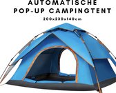 Automatische Pop-up Campingtent voor 3-4 Personen - Waterdicht en Winddicht - Inclusief Grote Draagtas - Ideaal voor Gezinscamping en Buitenactiviteiten - Blauw