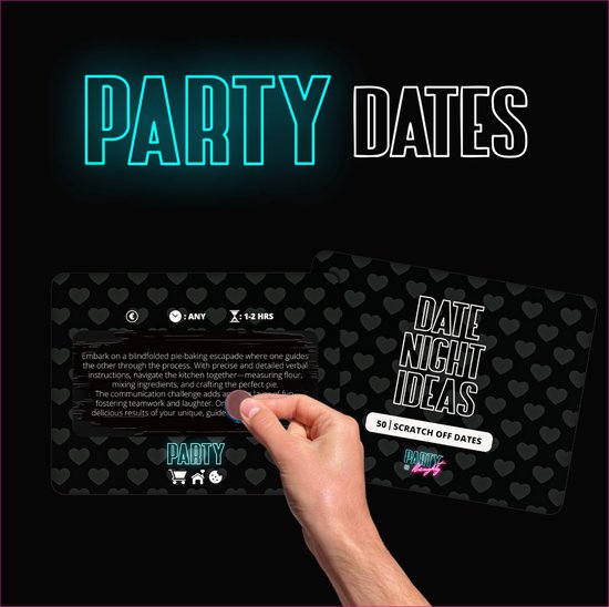 Party or Naughty - Date Night Ideas Scratch Off - Le jeu ultime pour votre soirée en amoureux | jeu de fête | jeu de relation | Valentin | phrase d'accroche | cadeau relationnel