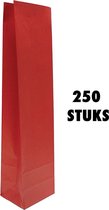 250x Wijnverpakking rood - papieren fleszak met blokbodem - 10x8x40cm