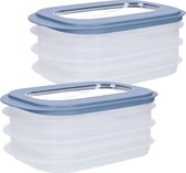 6x Boîtes à viande transparent / bleu-gris - Plateaux à viande - Boîte à tartiner sandwich