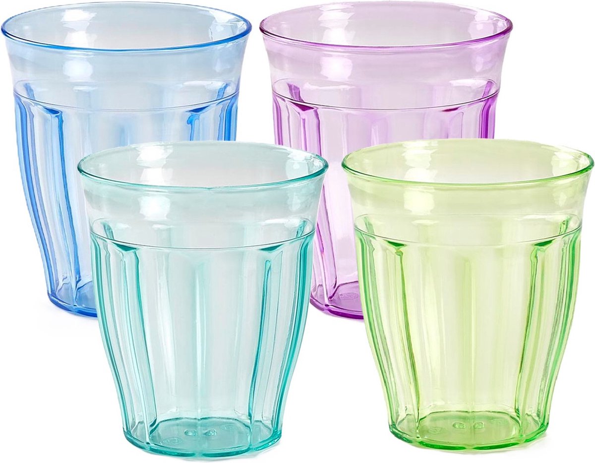 PlasticForte Drinkglazen Picardie - 48x stuks - gekleurd - kunststof - 250 ml - bekers - plastic
