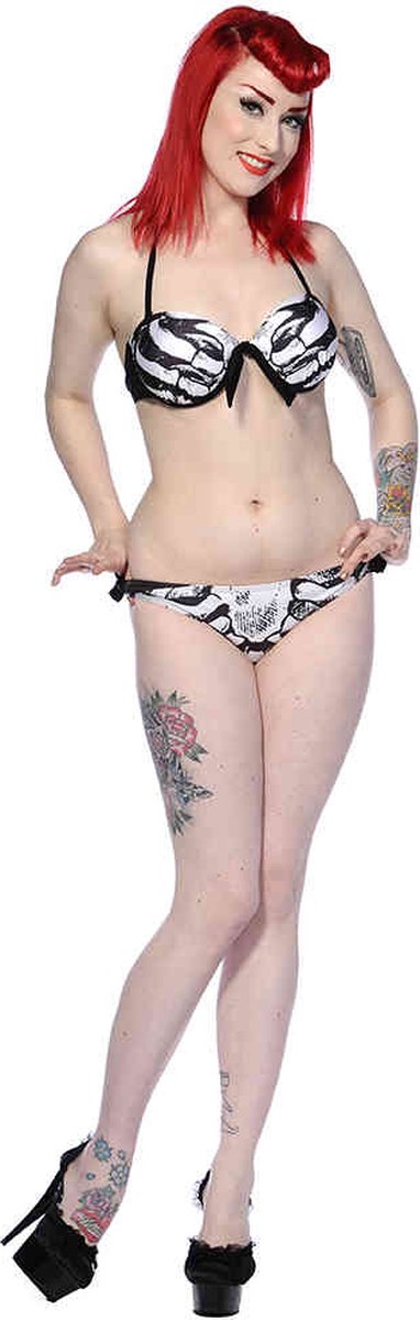 Banned - Black Ribcage Bikinibroekje - XL - Zwart