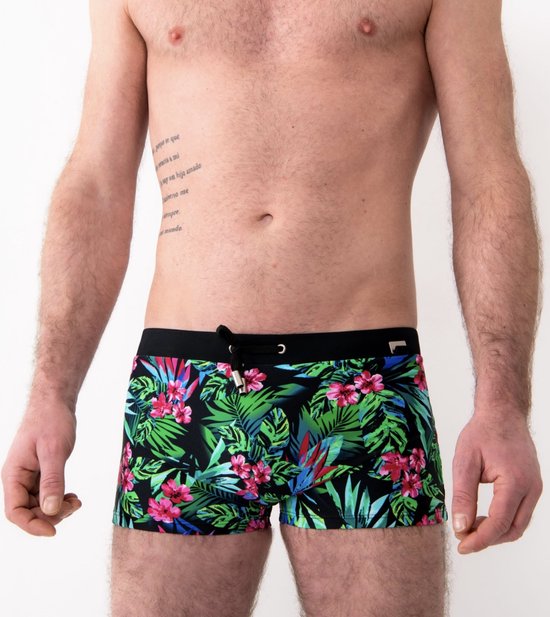 PANTALON DE BAIN/MAILLOT DE BAIN "Fleur", noir/Multicolore, taille L