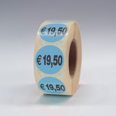 “€19,50” Prijs Stickers op rol 35mm blauw - 1000ex.