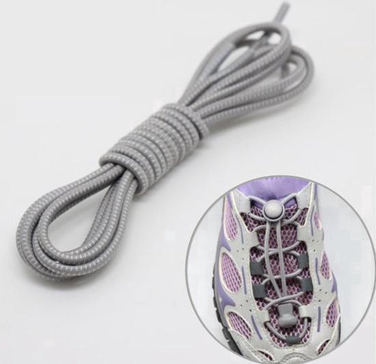 Finnacle - Revolutionize Your Shoe Game with Finnacle's - Elastic Laces - Grey - Round Laces - No Tie - Lock Closure