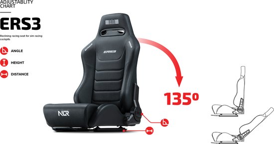 Next Level Racing - ERS3 Elite Verstelbare Racestoel - Ergonomisch - PU leer - Zwart van Next Level Racing — afbeelding 3