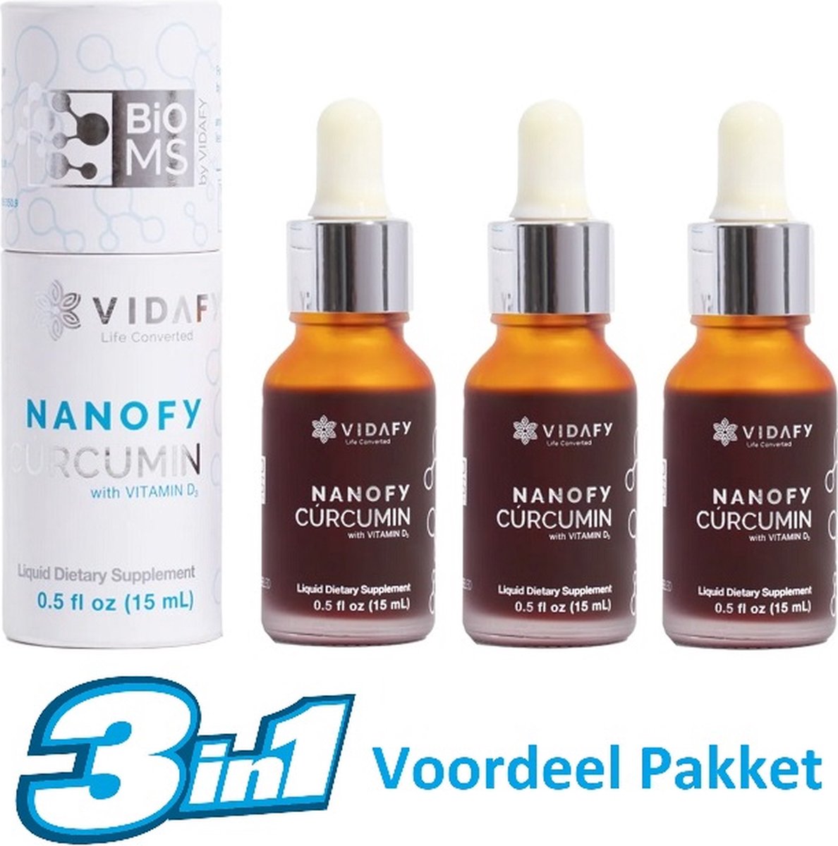 Goedkoopste Nanofy Curcumin 15ml Vidafy Voordeelpakket 3 in 1