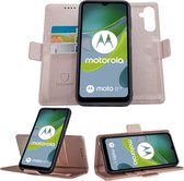 Geschikt voor Motorola Moto E13 - Book Case Hoesje - Uitneembaar Hoesje - Magnetische Sluiting - Portemonnee Rose