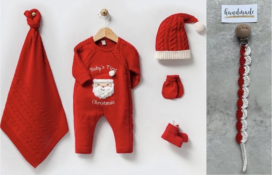 Christmas Baby newborn 5-delige kleding set meisjes - Fopspeenkoord cadeau - Newborn kleding set - Newborn set - Babykleding - Babyshower cadeau - Kraamcadeau