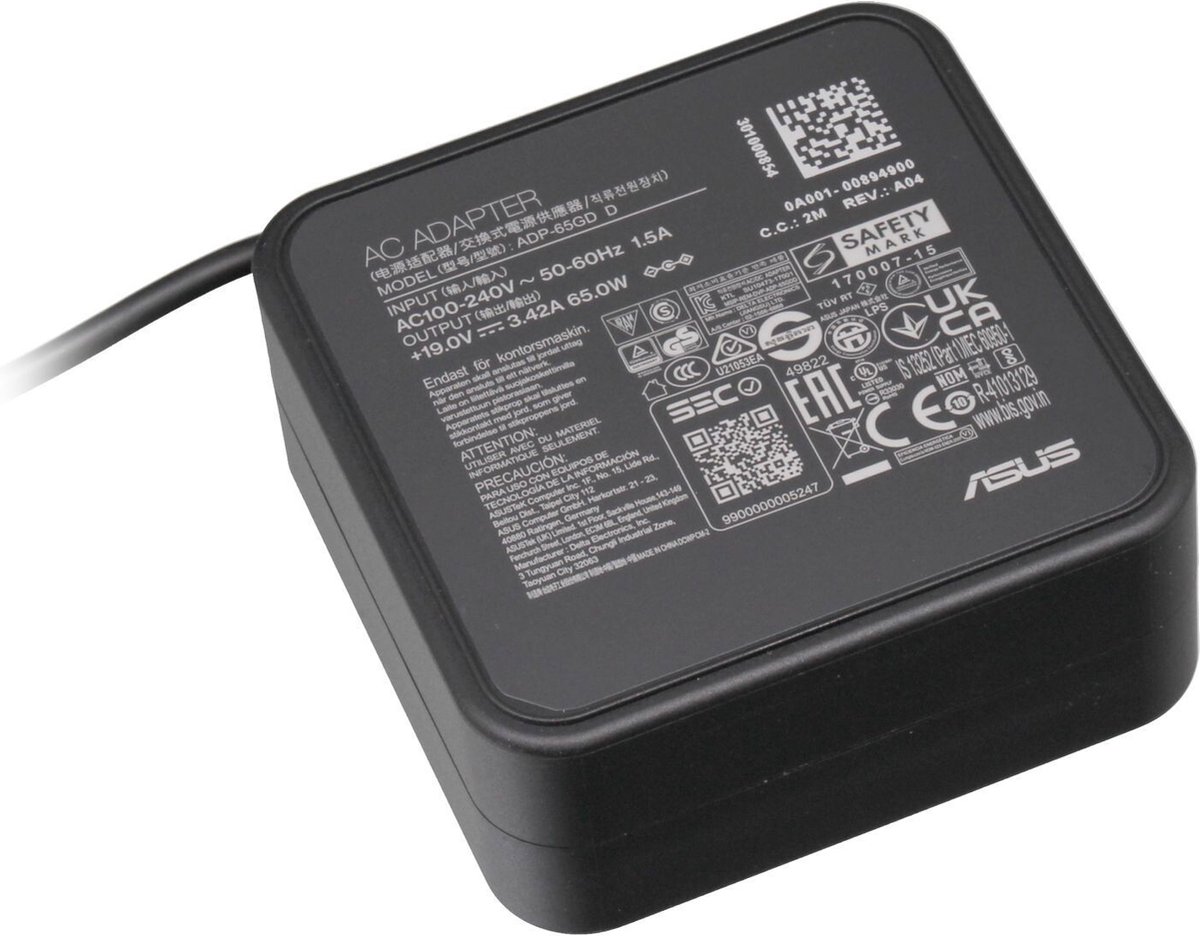 Asus 0A001-00370100 oplader 65W - afgerond