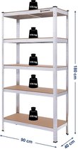 Heavy Duty Rek voor Werkplaats of Garage - Draagcapaciteit tot 875 kg - Stalen Frame/MDF Planken - 90x40x180cm