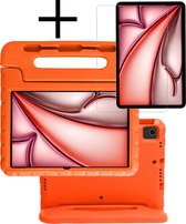 Hoesje Geschikt voor iPad Air 2024 (11 inch) Hoesje Kinderhoes Shockproof Hoes Kids Case Met Screenprotector - Oranje
