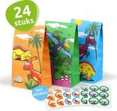 Isa's Friends® Uitdeelzakjes + Stickers - Dino - 24 stuks - Stevig Papier - Traktatie zakjes
