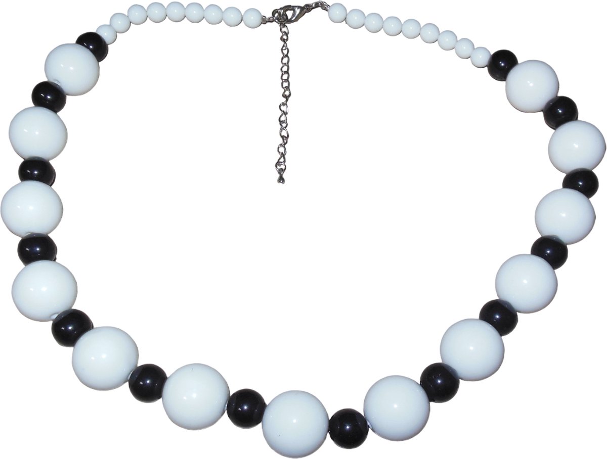 Kralen ketting wit-zwart