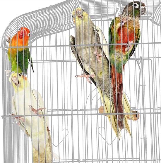 Yaheetech XXL Vogelkooi Vogelkooi Met Vrijzitplaats En Accessoires Met Standaard Wit