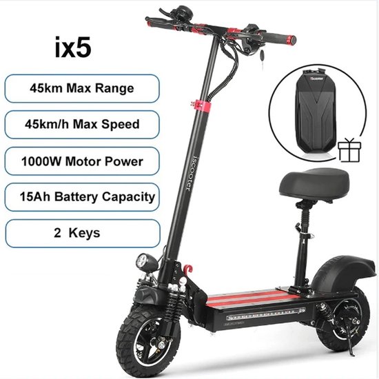 IX5 - Elektrische - Scooter - Step - 17.5Ah - 1000W - 11 Inch - Anti-Slip - Off Road - Luchtband - Kick - Scooter - 45 Km/h - E scooter - Met 2 Key's