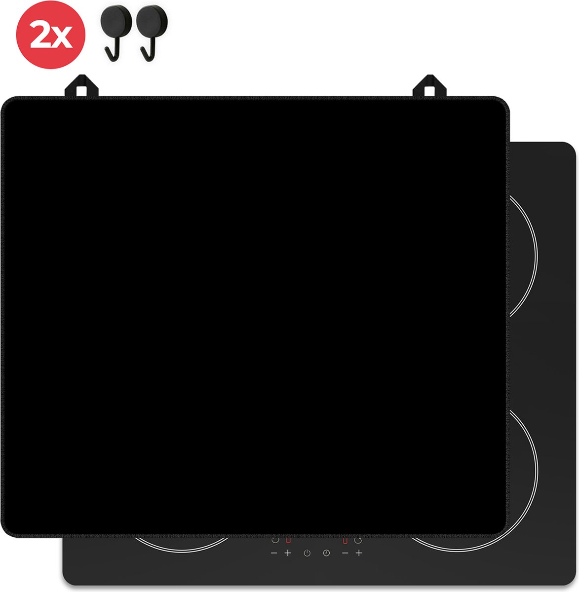KitchyMist Inductie Beschermer 60x52 cm - Zwart Effen - Kookplaat Beschermer - Afdekplaat voor Kookplaat - Inductie Mat - Spatscherm Achterwand Keuken