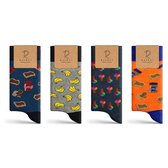 Rafray Socks Funky Sokken Gift box - Ice Cream-Peanut Butter-Banana Socks - Premium Katoen - 4 paar - Maat 40-44