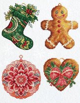 Luca-S Winter Decorations (4 stuks) borduren (pakket) JK043